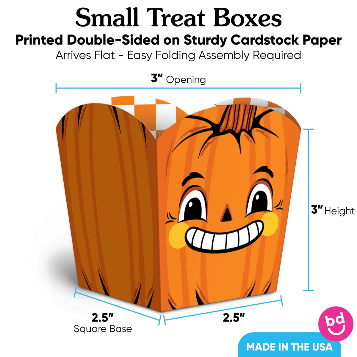 Big Dot of Happiness Vintage Halloween Treat Boxes, Small Halloween Party Favor Holders, Disposable Paper Containers for Desserts or Snacks - Set of 12