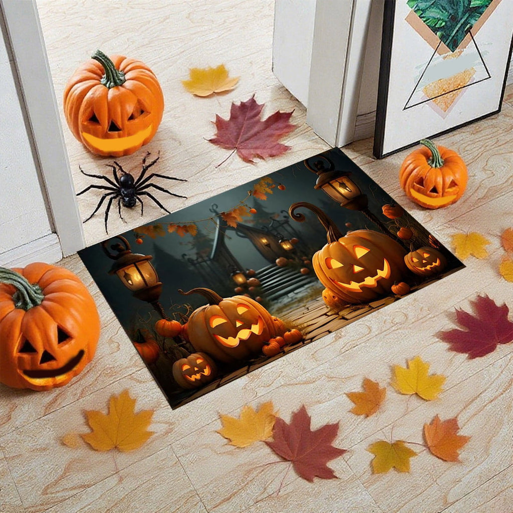 Xuniizn Halloween Mat, 16X24" Velvet Halloween Door Mat for Outside Entrance, Spooky Halloween Rug for Outdoor & Indoor, Non Slip Washable Halloween Doormat, Halloween Bathroom Decor