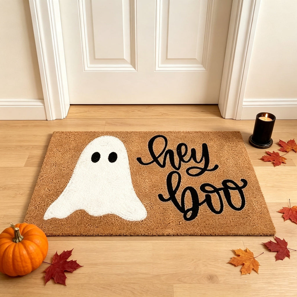 Halloween Doormat Vintage Retro Style Mat 23.6x15.7in Secure-Grip Absorbent Coir Look Entryway Rug for Front Porch Indoor Outdoor Decor by OVFUIZ