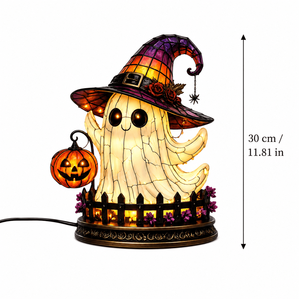 Diceymbol Halloween Decorations and Fall Decor, Halloween Venue Decoration Ghost Props LED Illuminated Ghost Decorations for Tabletop, Mantel, Shelf Indoor Outdoor 9.05 inch