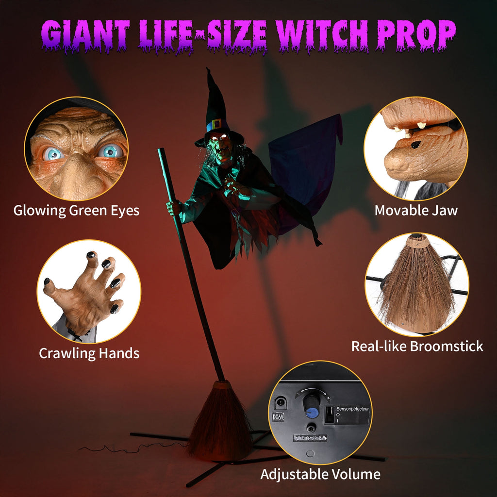 Yescom 9ft Flying Witch with Vulture & Owl Skeleton Halloween Outdoor Décor 2026