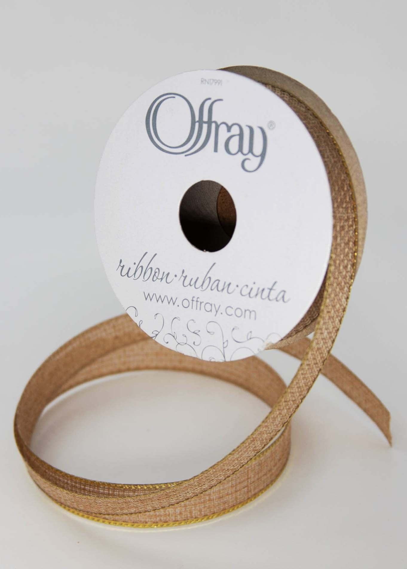 (4 pack) Offray Ribbon, Natural Gold 5/8 inch Galena Metallic Ribbon for Wedding, Crafts, and Gifting, 9 feet, 1 Each