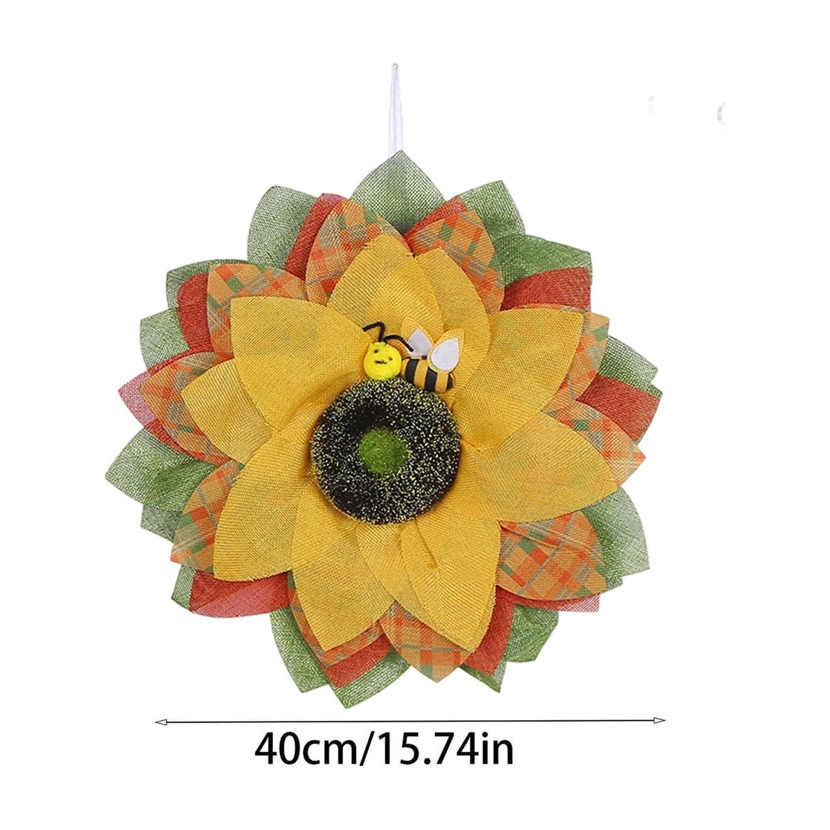 HOARBOEG Autumn Harvest Sunflower Wreath, Artificial Pumpkin Maple Leaf Fall Wreath for Front Door, 21.65 in Thanksgiving Wall Hanging Decor, Outdoor Indoor Harvest Decor