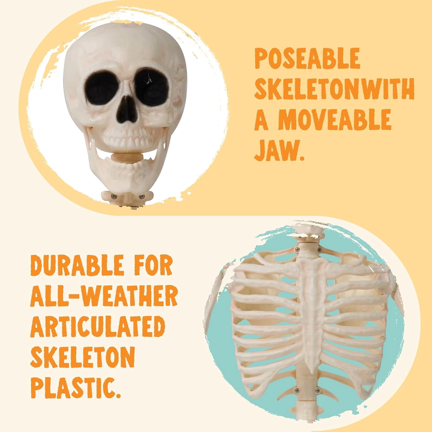 Foraging dimple 36" Halloween Skeleton Decor, 3FT Full Body Stayable Movable Joints, Hanging Skeletons for Halloween Decoration, Yard Graveyard Haunted House Props, Spooky Scene Party Favor
