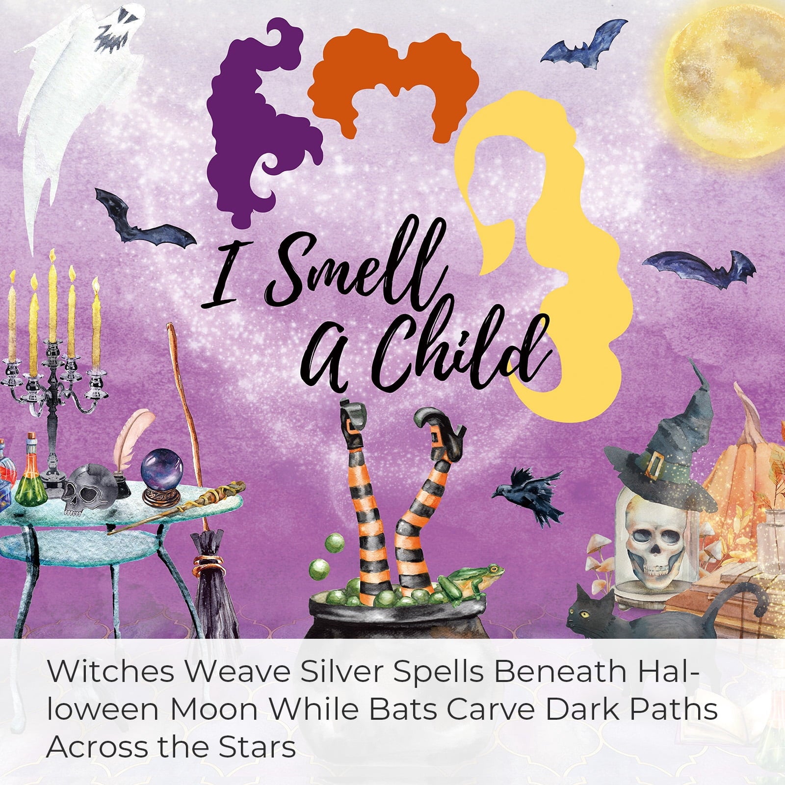 Seasonwood Halloween Shower Curtain,Spooky Halloween Black Cat Shower Curtain,Waterproof Halloween Bathroom Decor with 12 hooks,72"x72"