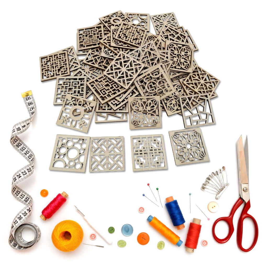 CIYISON 20/50/100Pcs Wooden Squares Cutout 4x4CM Unfinished Wood Slices For Kid Art Craft Painting And Holiday Decoration