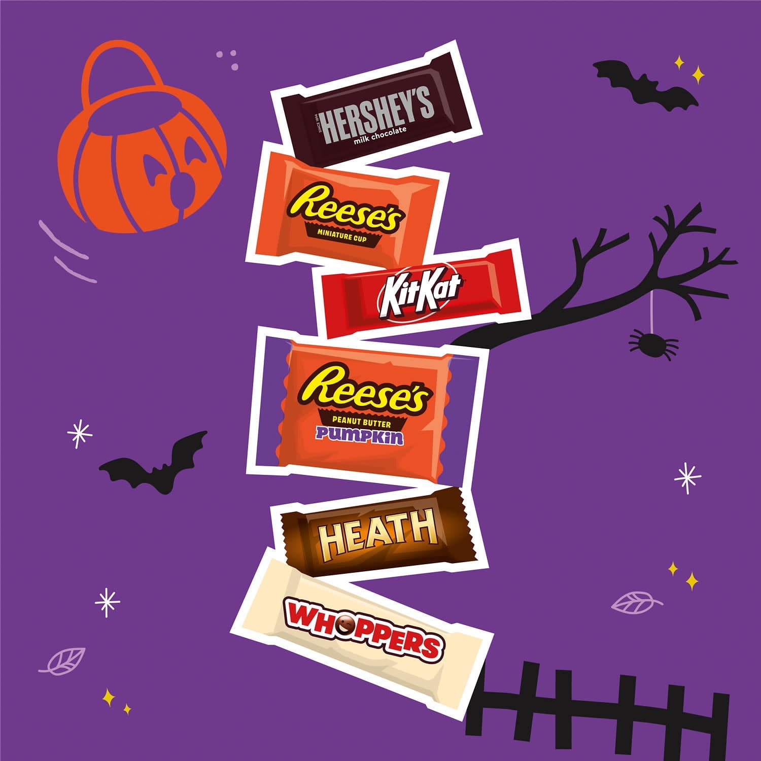 Hershey Assorted Halloween Candy Variety Bag, 20.31 oz (60 Pieces)
