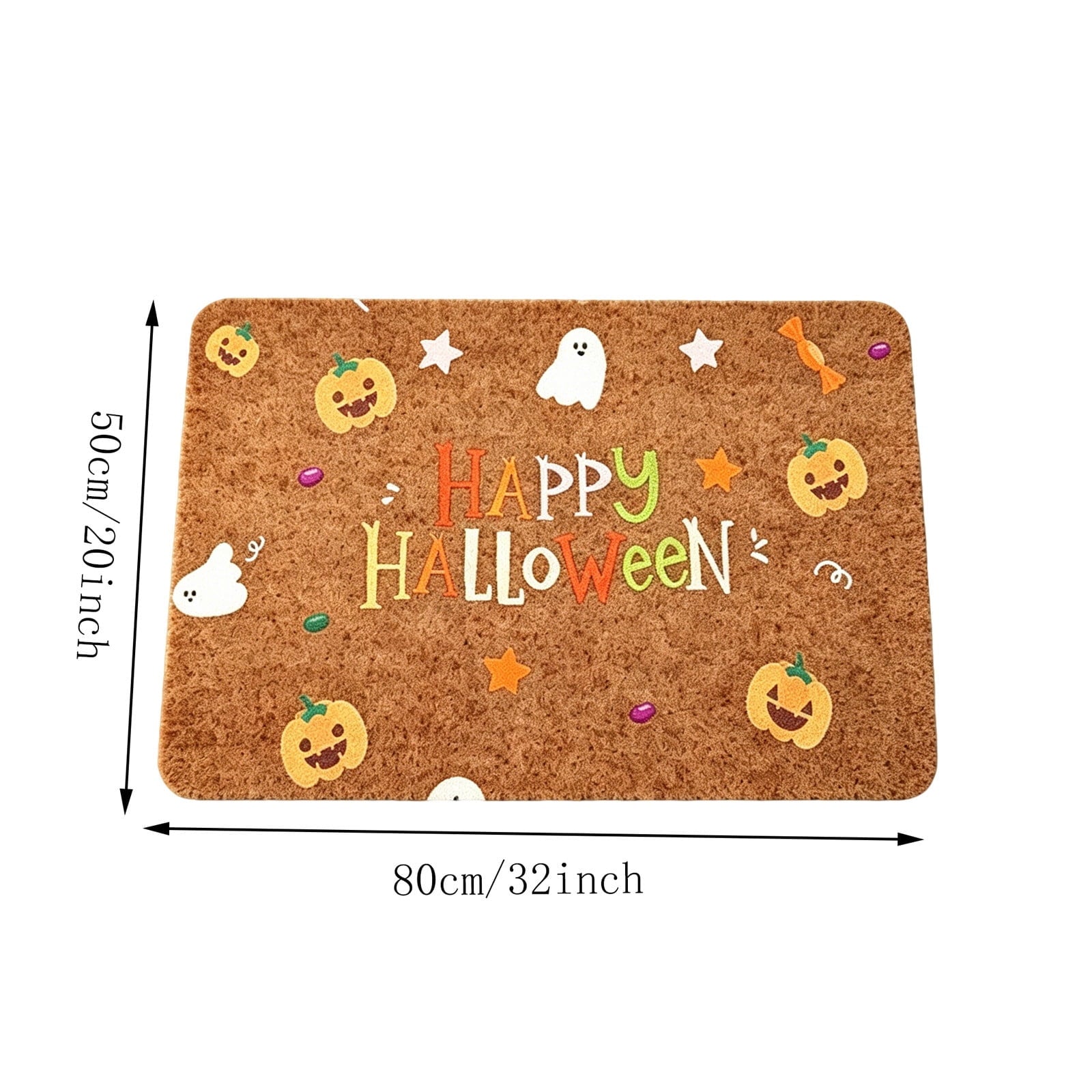 Halloween Doormat Vintage Retro Style Mat 23.6x15.7in Secure-Grip Absorbent Coir Look Entryway Rug for Front Porch Indoor Outdoor Decor by OVFUIZ