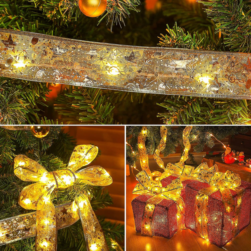 BN-LINK 33Ft Christmas String Lights with 2 Lighting Modes, 100 LED Ribbon Lights, Christmas Tree Decorations Battery Operated for Party Xmas