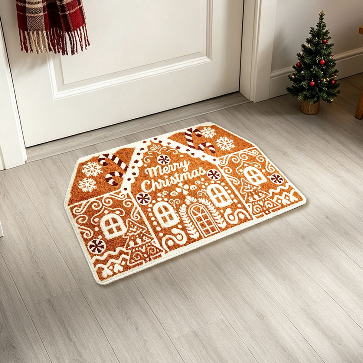 Front Door Mat Indoor Outdoor Entrance Rug, Semicircular Entrance Mat, Half Round Waterproo Non-Slip Durable Rubber Doormat for Garage, Patio, 29.5 inch