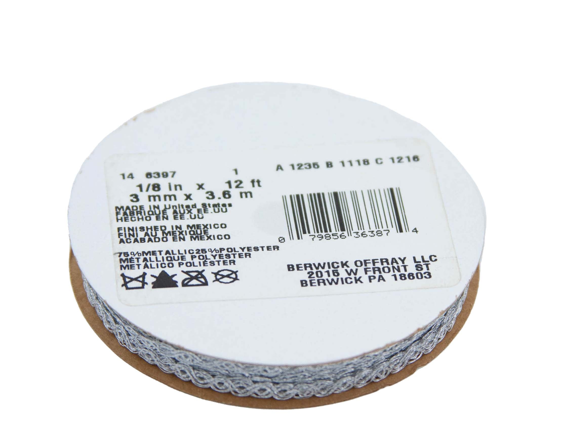 (4 pack) Offray Ribbon, Silver 1/8 inch Metallic Ribbon for Wedding, Crafts, and Gifting, 12 feet, 1 Each