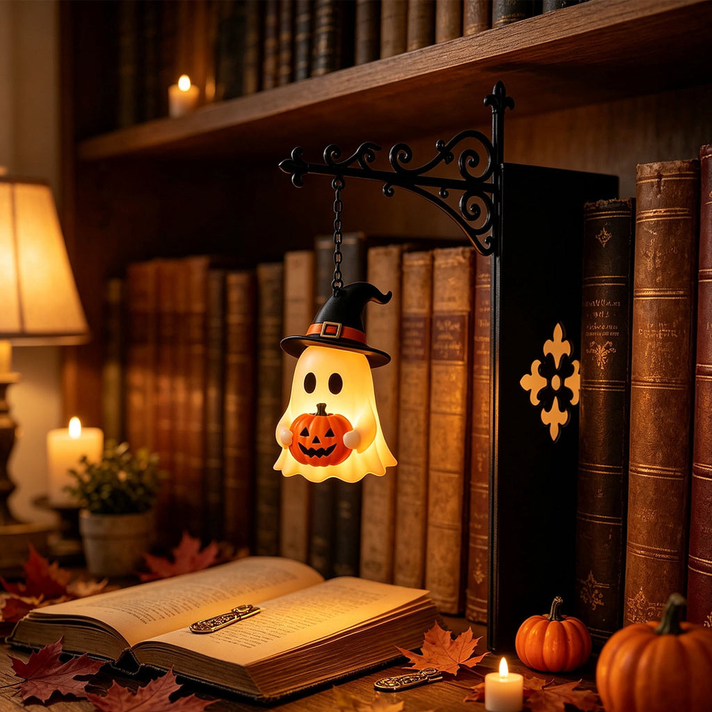 Halloween Ghost Library Lantern Decorative Bookshelf Lighting, Reading Book Shelf Lights for Study Reading Corner Home Library Gift for Book Lovers Bookworms