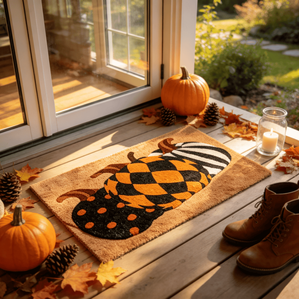 Halloween Pumpkin Welcome Door Mat, Funny Durable Non Slip Decorative Rugs for Bathroom Bedroom Kitchen Front Door