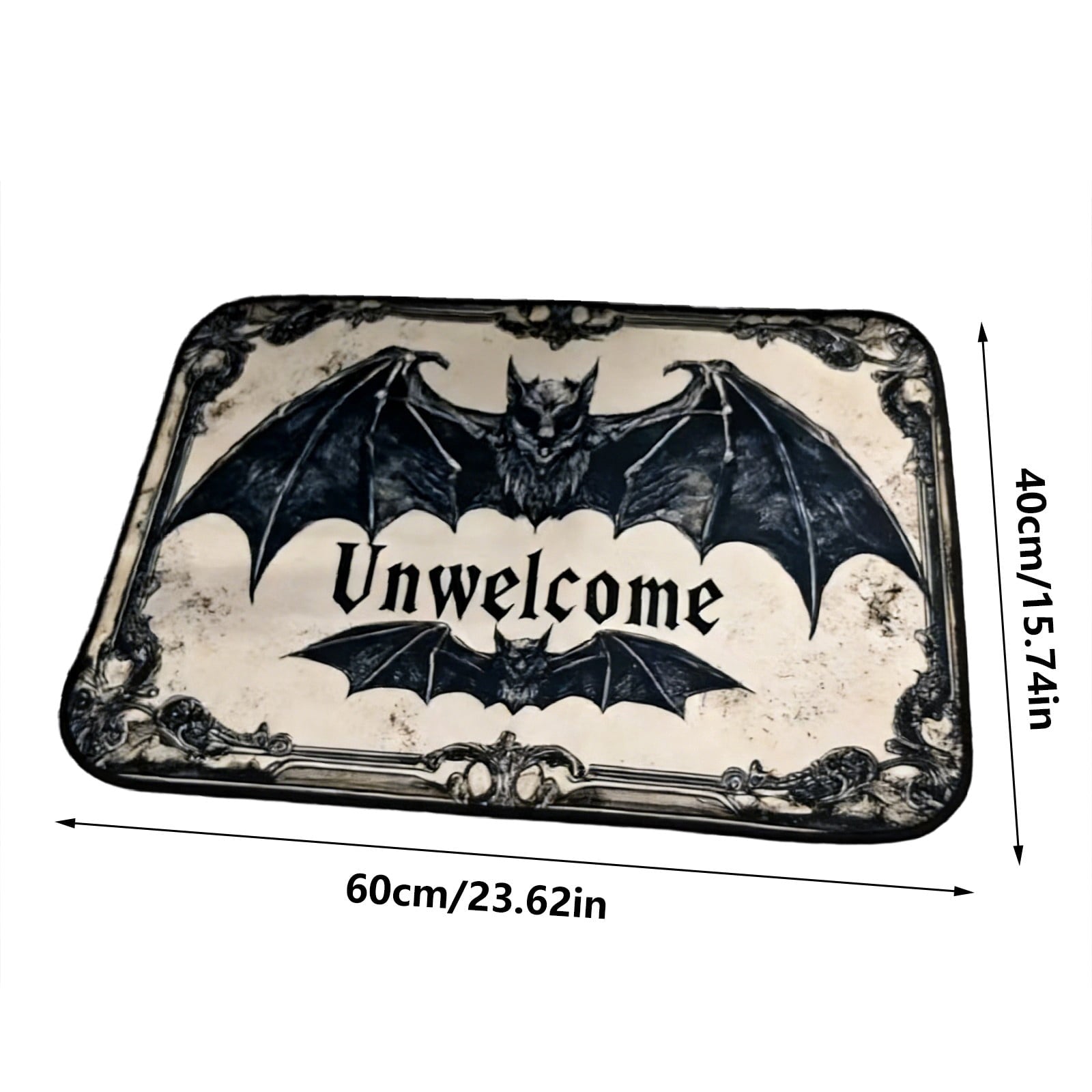Gothic Halloween Doormat, Decorative Welcome Mat for Front Door, Party Entrance Rug with Spooky Design for Indoor Outdoor Porch Decor