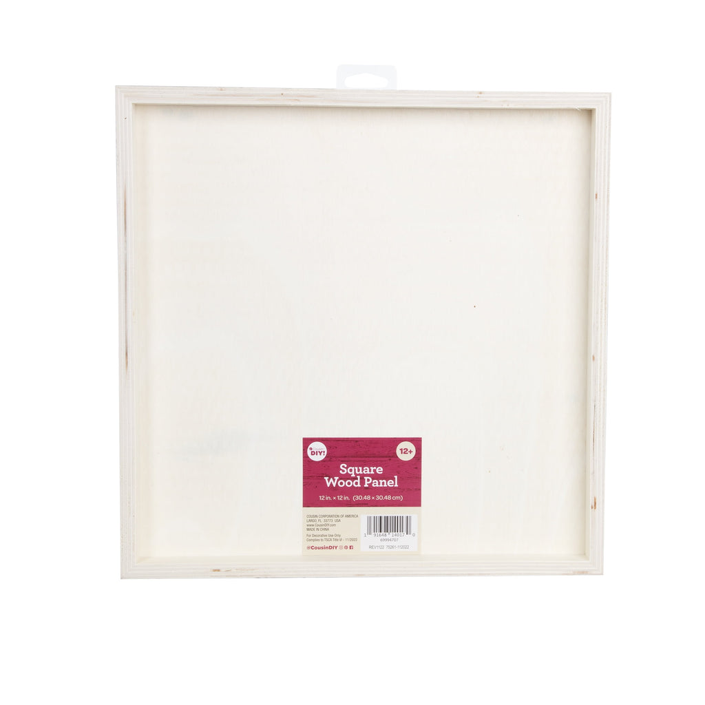 Hello Hobby Unpainted Square Wood Panel, 12" X 12" x .75"