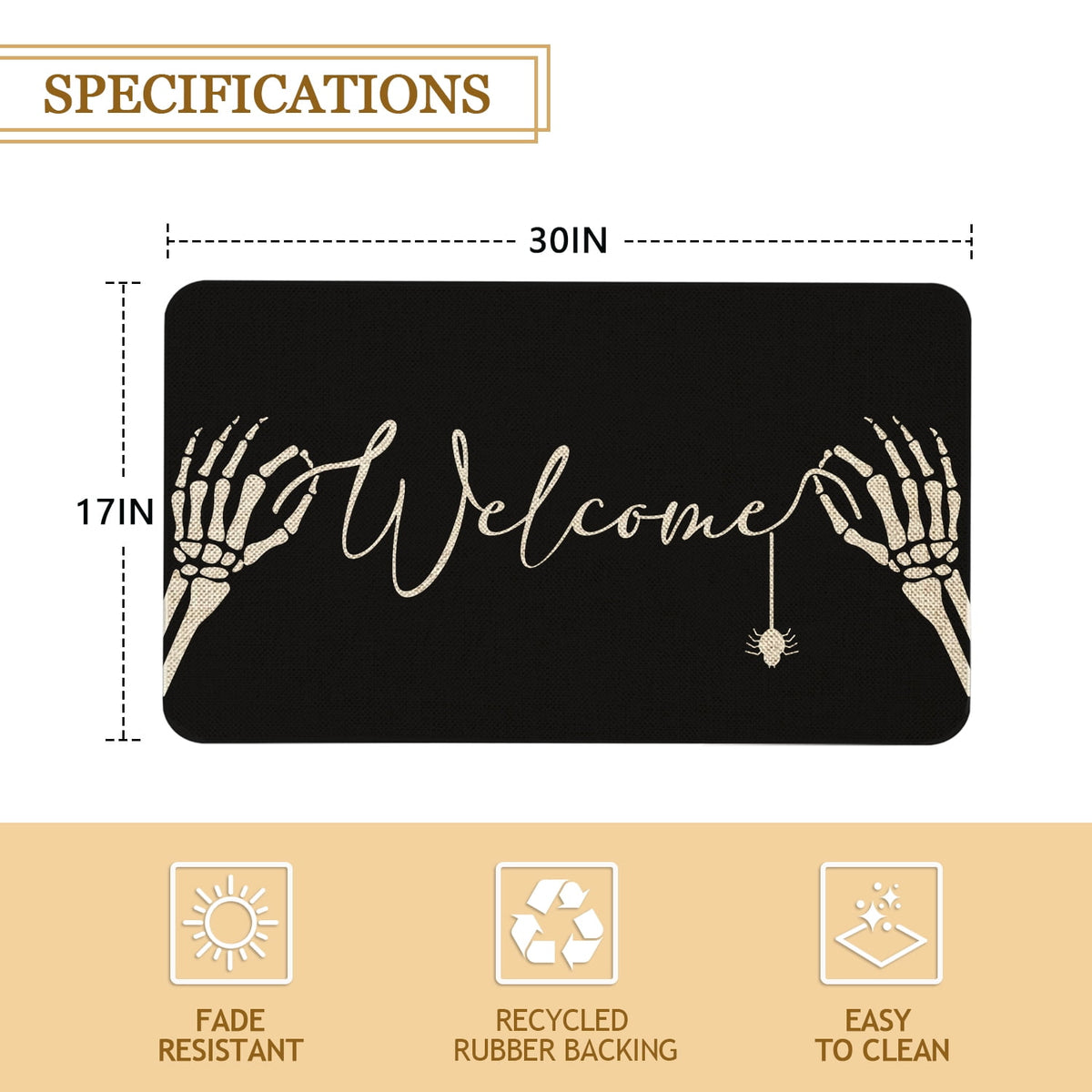 Halloween Door Mat 30 X 17 Inch Halloween Skull Doormat Indoor Outdoor Entrance Floor Mat Non Slip Halloween Decor Rubber Welcome Mats