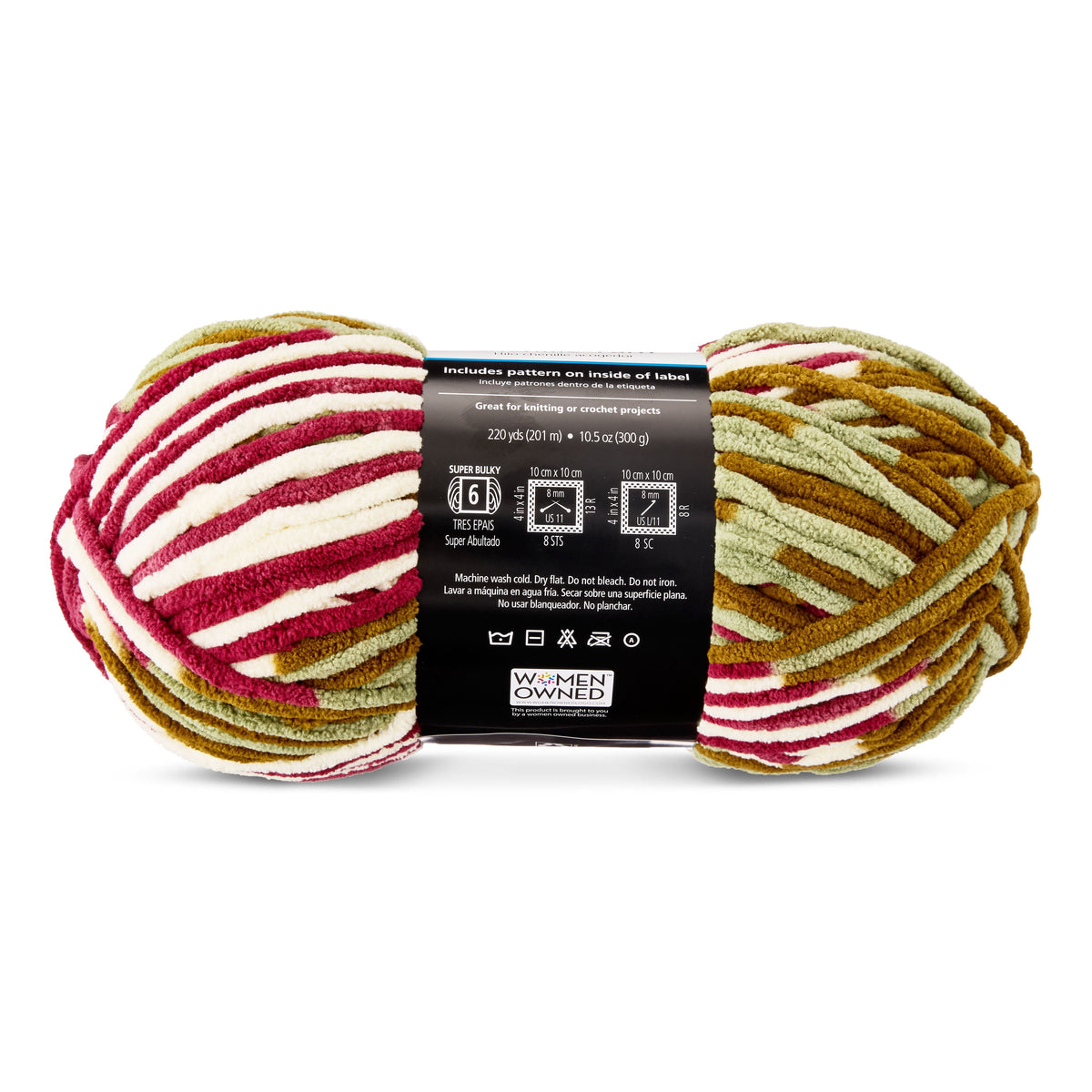 Mainstays Cozy Chenille Yarn, 220 yd, Arctic White, 100% Polyester, Bulky