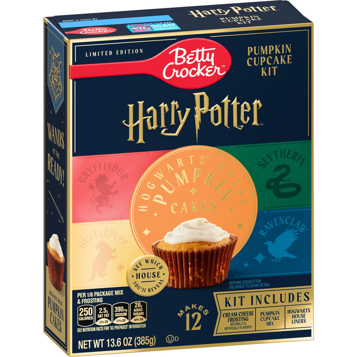 Betty Crocker Harry Potter Hogwarts House Pumpkin Cupcake Kit, 12 Count, 13.6 oz