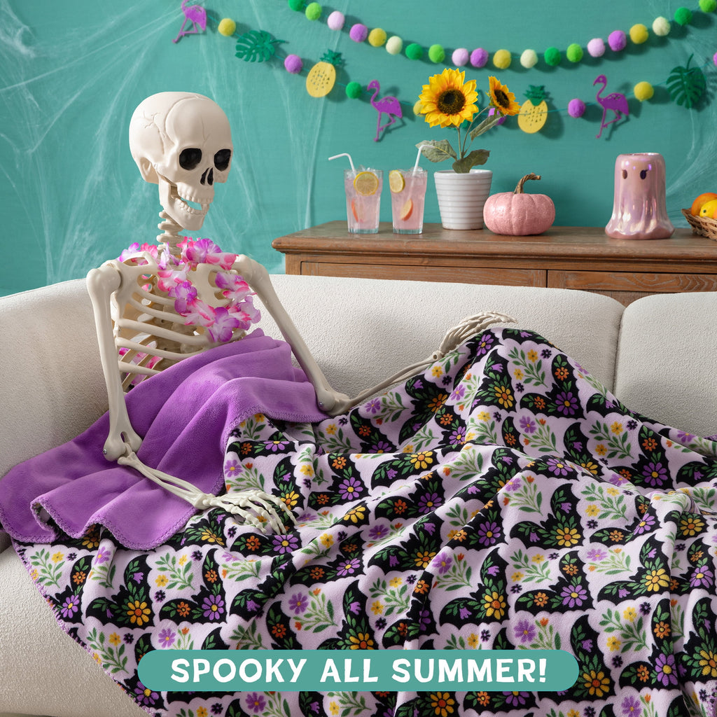Boo-tique Soft Throw Blanket, Plush Fleece Blanket, Halloween Mermaids, Black, 50" x 72"