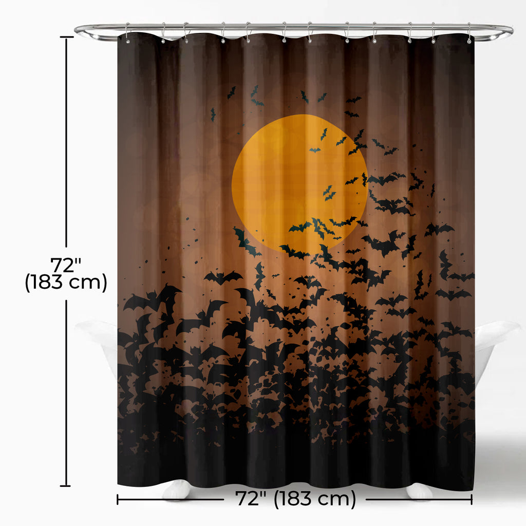 Seasonwood Halloween Shower Curtain,Spooky Halloween Black Cat Shower Curtain,Waterproof Halloween Bathroom Decor with 12 hooks,72"x72"