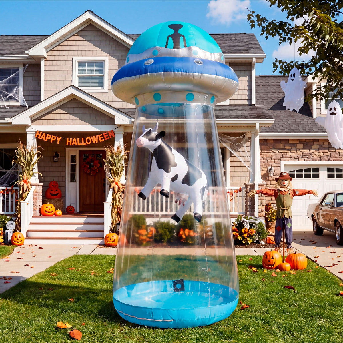Joyfy 9 ft Halloween Inflatable Giant Alien Decoration with Built-in LEDs,Alien Halloween Decorations Outdoor Blow Up Yard Lawn Decoration