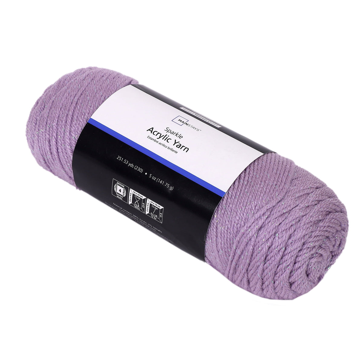 Mainstays Sparkle Acrylic Yarn, 5 oz, Platinum Silver