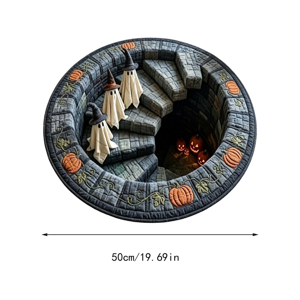 Sulaicai 3D Optical Illusion Halloween Round Rug, Spooky Ghost Pumpkin Print Absorbent Doormat, Non Slip Washable Floor Mat for Indoor Entryway Living Room Halloween Home Decor, 15.7 Inch