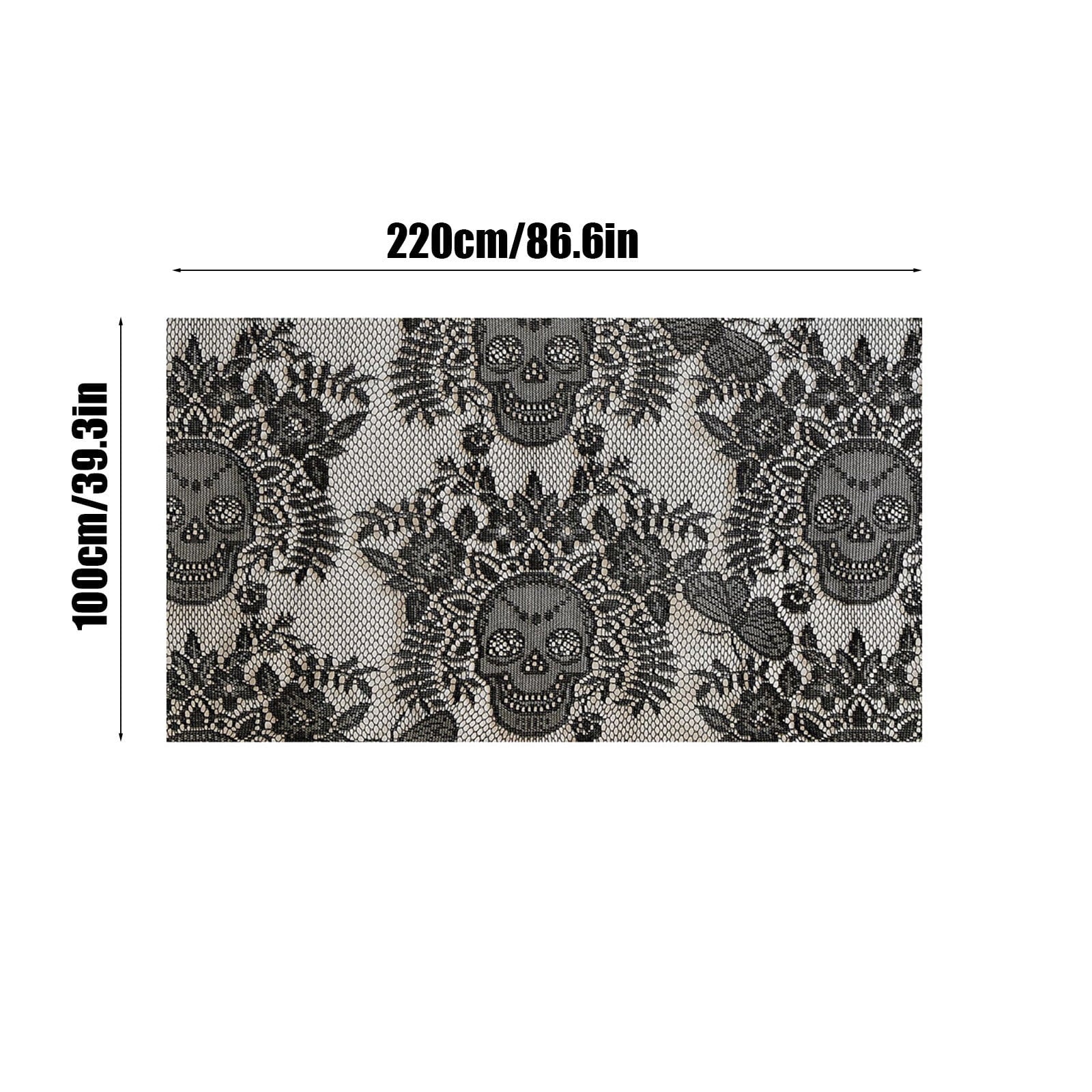 Halloween Lace Tablecloth 86.61x39.37" - Reusable Skull Print Gothic Party Table Cover for /Dinner Decor