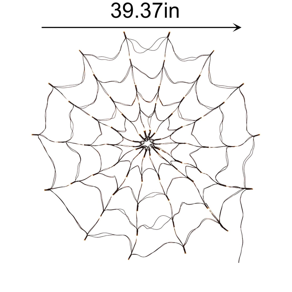 Halloween Arachnid Web Lights, 39 In Diameter 60 LED With Black Spider, Water Proof Colorful Web Lights With Remote Control for Halloween Indoor Outdoor Garden Patio Home Decoration
