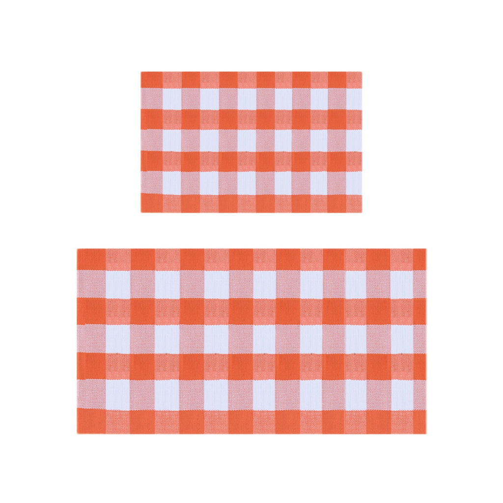 Guozer Fall Outdoor Rug Orange Plaid Outdoor Rug Cotton Hand-Woven Check Rug Layered Doormats For Front Door/Front Porch/Farmhouses/Entryway/Patio 23.6''x 35.4''