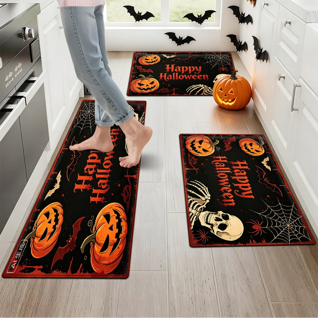YIMEIS Halloween Pumpkin Lanterns 1Pc Flannel Mat and Kitchen Rugs,Soft Non-slip,Perfect for Home Bathroom