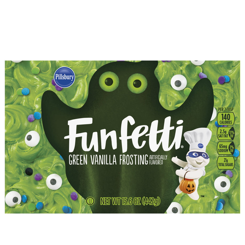 Pillsbury Funfetti Slime Green Vanilla Frosting, 15.6 Oz Tub