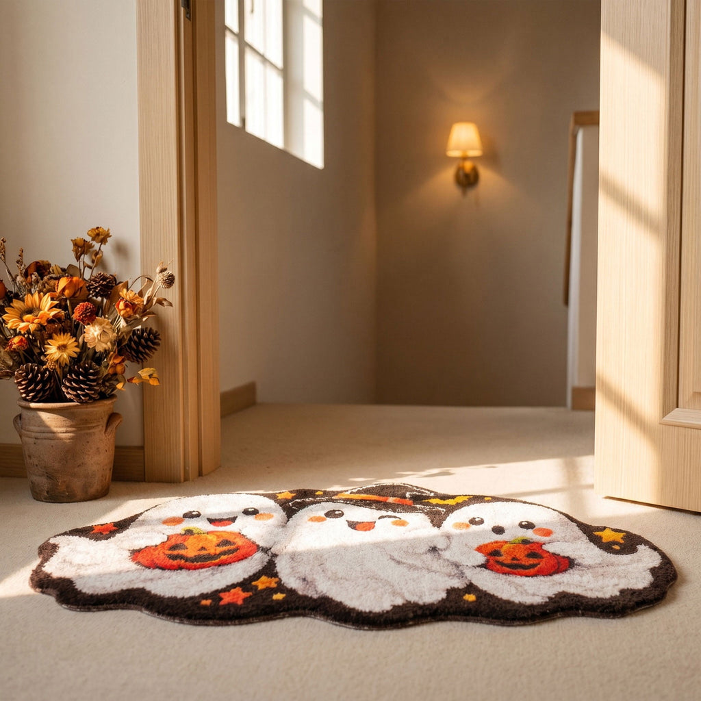 Yhmxh Halloween Bathroom Rugs, Halloween Pumpkin Bath Mats, Farmhouse Halloween Rugs for Bathroom Decorations for The Home, Holiday Cute Pumpkin Decor Non-Slip 15.7x23.6 Inches