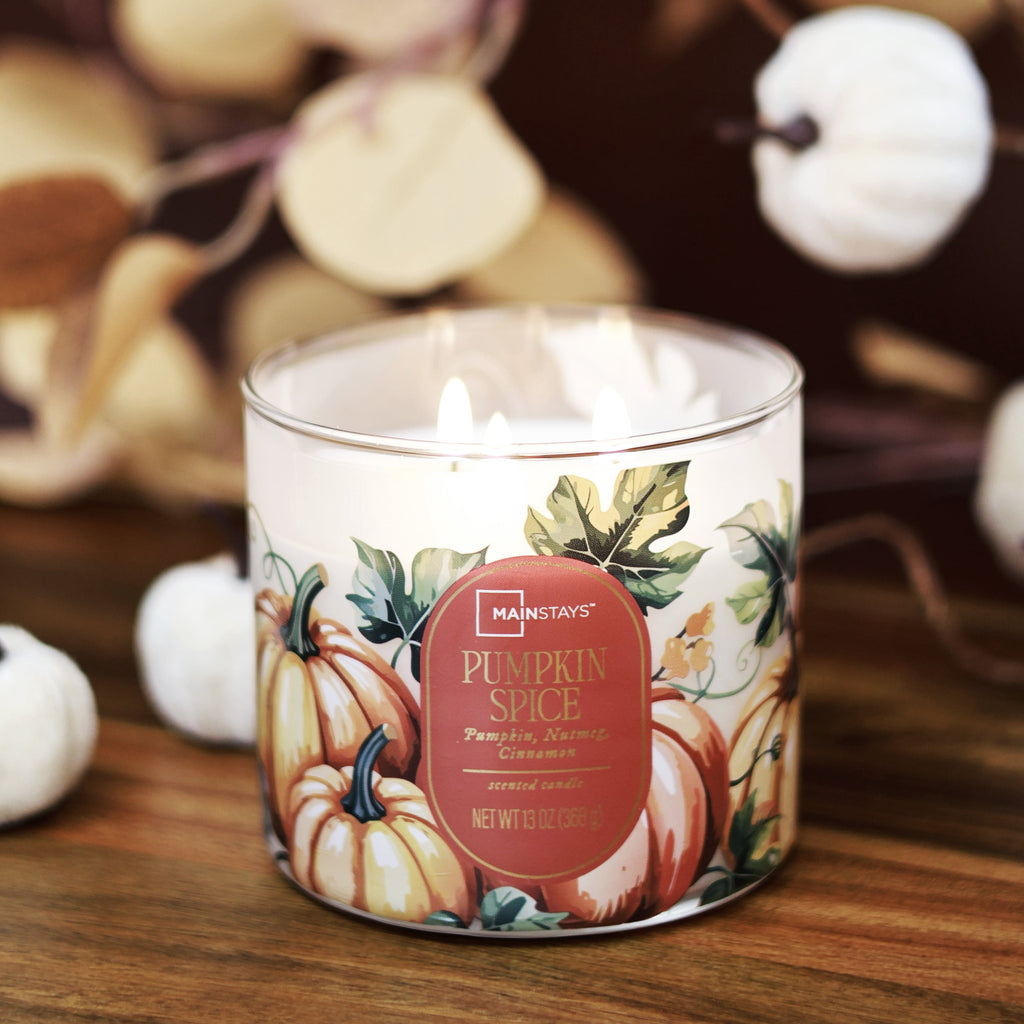 Mainstays Pumpkin Spice 3-Wick Scented Jar Candle, 13 oz