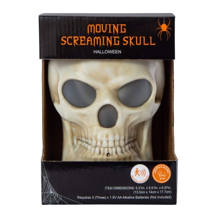Animated Screaming Skull with Lights and Motion Halloween Decoration