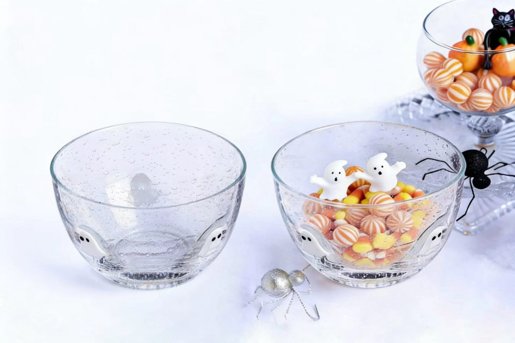 Way to Celebrate Halloween Ghost Charm Bubble Glass Bowls, 2-Pack