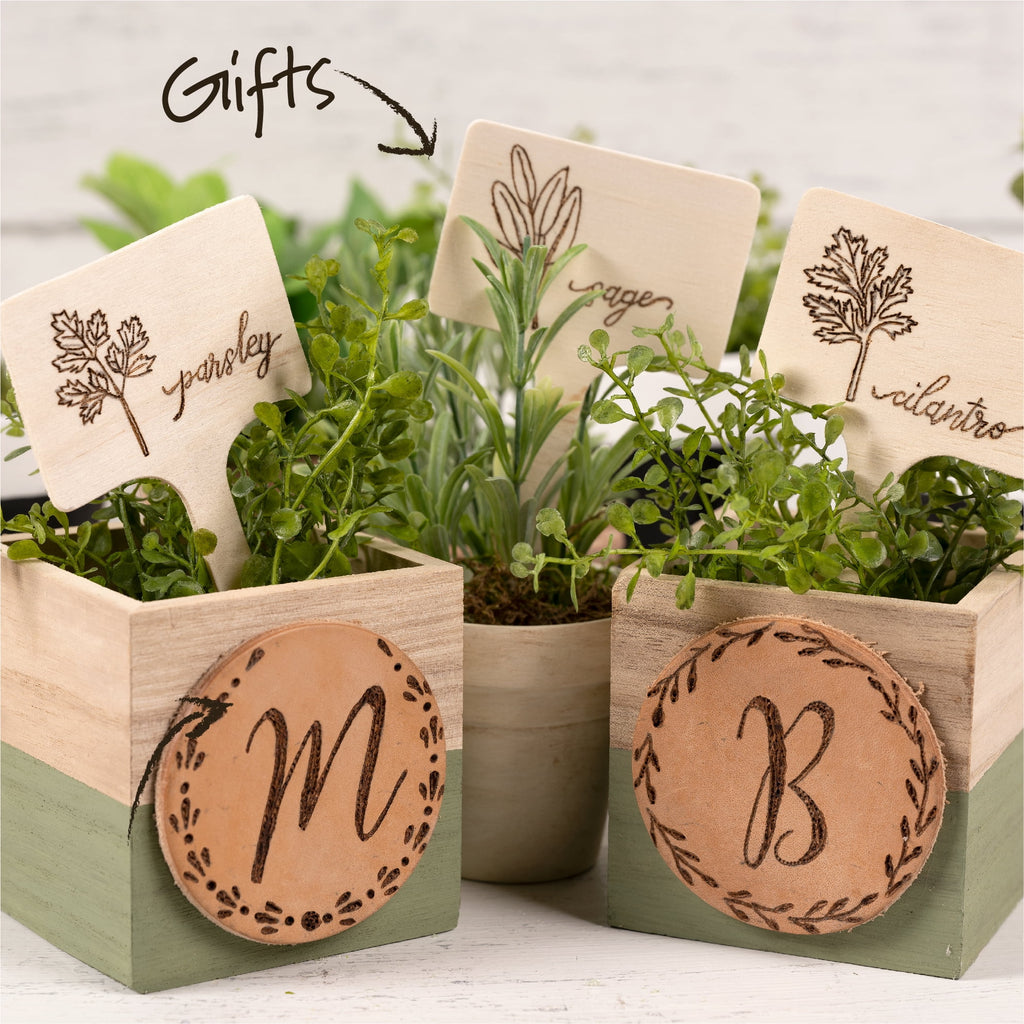 Plaid Decorative Wood Surfaces Plant Pokes, 12 Pieces - Customizable Garden Stakes