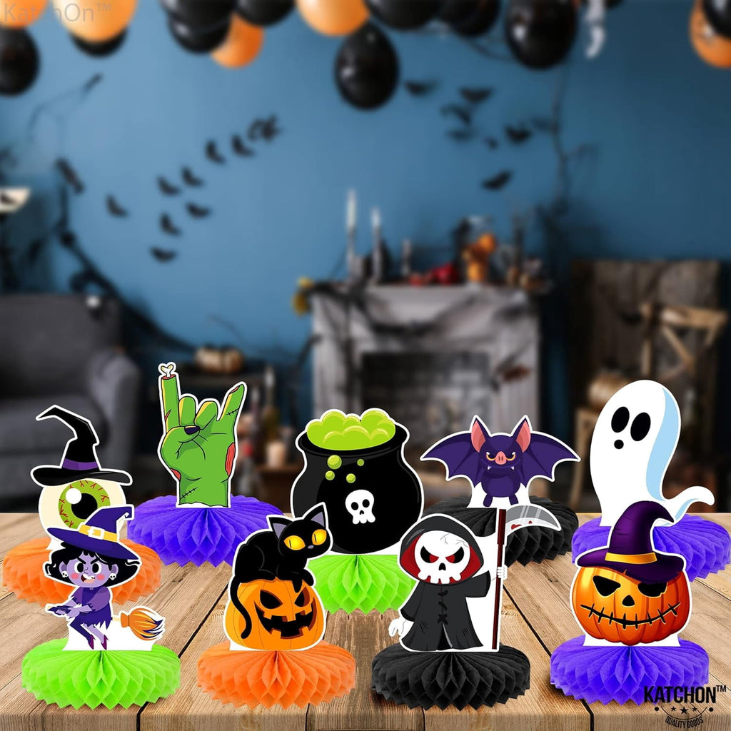 KatchOn, Halloween Honeycomb Centerpieces - Pack of 9 | Halloween Party Table Decorations | Halloween Party Table Centerpieces for Kids Halloween Birthday Party Decorations | Halloween Table Decor