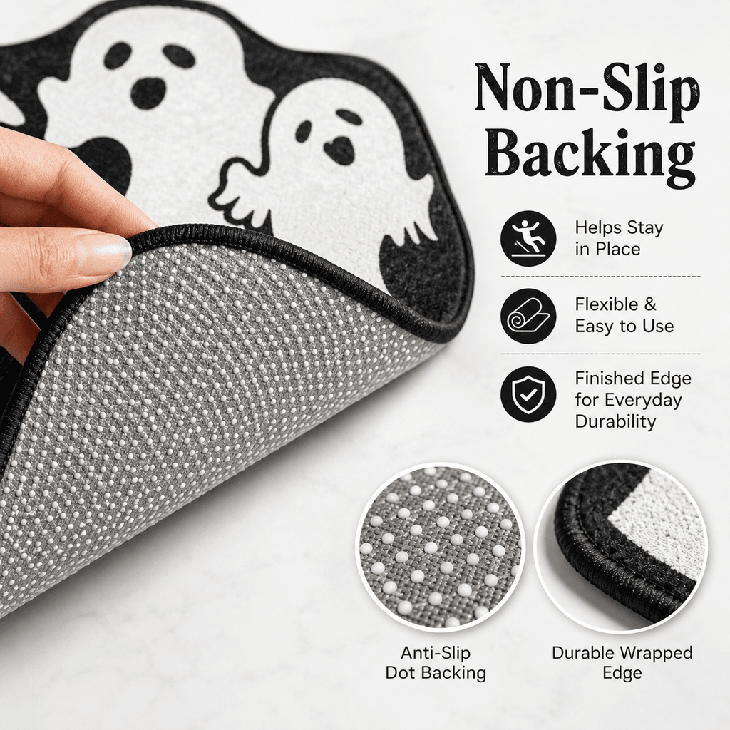 Halloween Ghost Cluster Shaped Welcome Doormat, Cute Ghost Floormat Non Slip Rubber Backing for Halloween Front Porch Entryway Room Decor,40x60cm