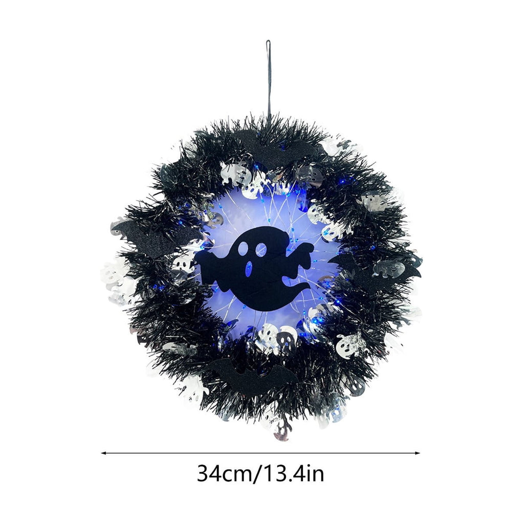 Boovnll Halloween Wreath, 18" Horror & Novelty Handmade Black Twig Glitter Bats Halloween Wreaths for Front Door Fireplace Wall Porch Party Decor, Halloween Decorations