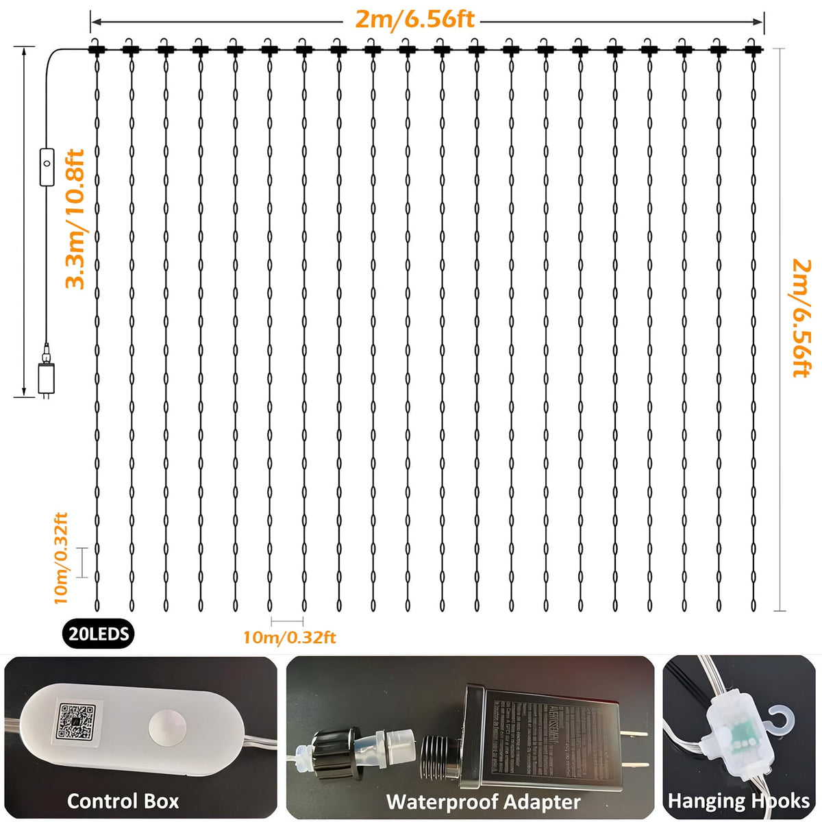 IC ICLOVER Smart Curtain Lights 6.6x6.6Ft, 400 LED Color Changing Wall Lights, APP & Remote Control, Dynamic DIY Curtain String Lights Waterproof for Bedroom Halloween Christmas Backdrop Decor