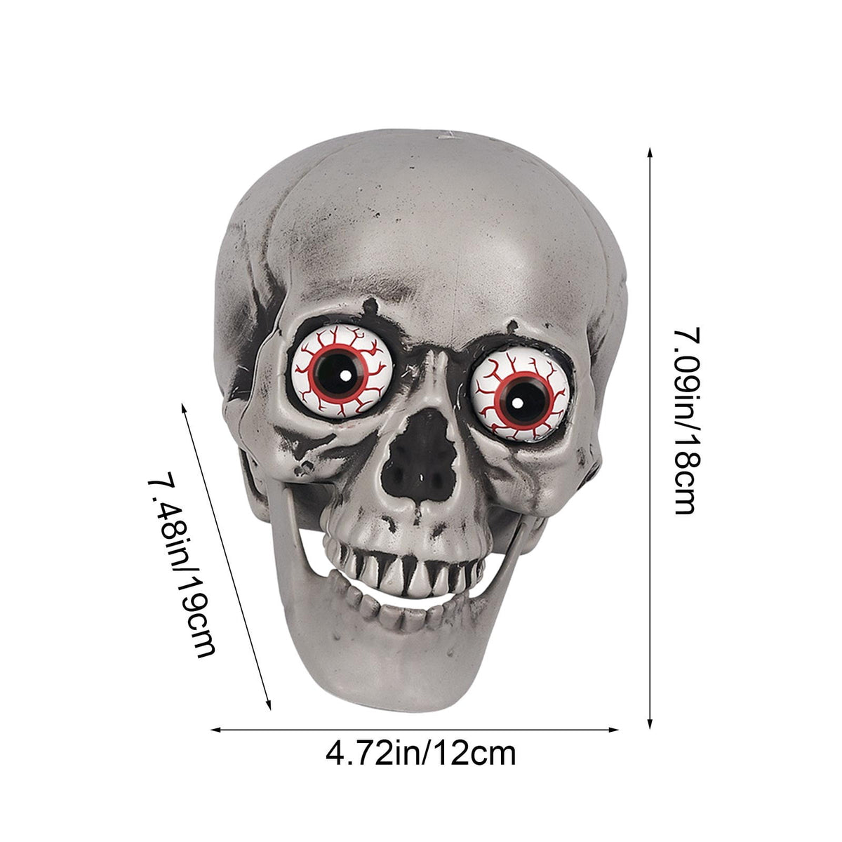 HOARBOEG Glowing Talking Skull Halloween Prop - Realistic Moving Horror Decoration with Sound & Voice Control, Scary Animated Skull for Haunted Houses, Parties, Prank