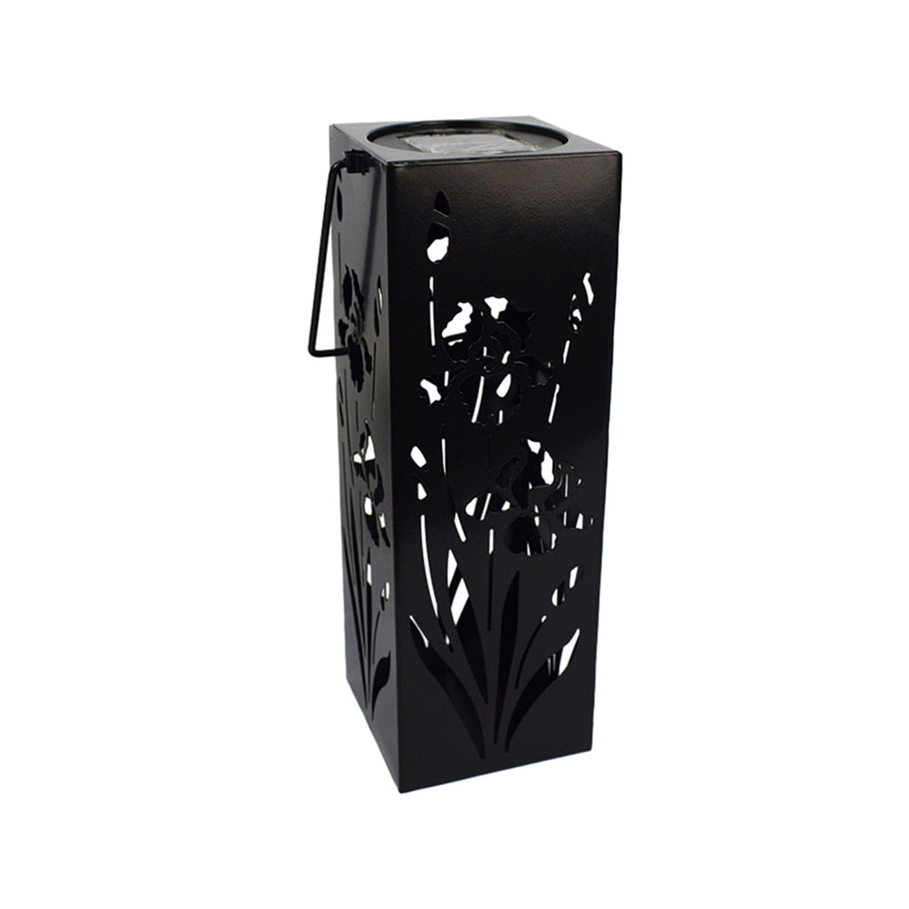 Neorosiri Solar Rose Lantern Outdoor Decor - Waterproof Iron Hollow LED Light with Vintage Floral Cutouts, IP65 Weatherproof for Garden/Patio/Wedding (Black, 1.36lb)
