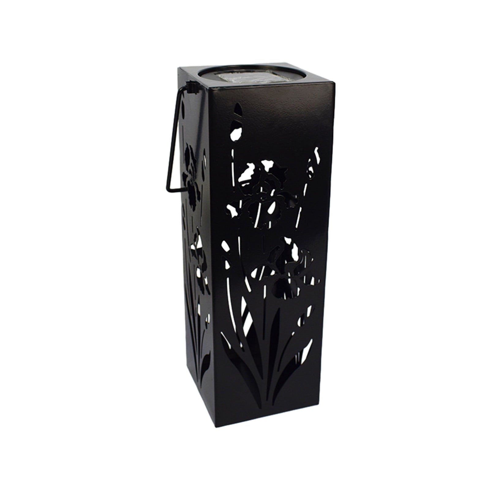 Neorosiri Solar Rose Lantern Outdoor Decor - Waterproof Iron Hollow LED Light with Vintage Floral Cutouts, IP65 Weatherproof for Garden/Patio/Wedding (Black, 1.36lb)