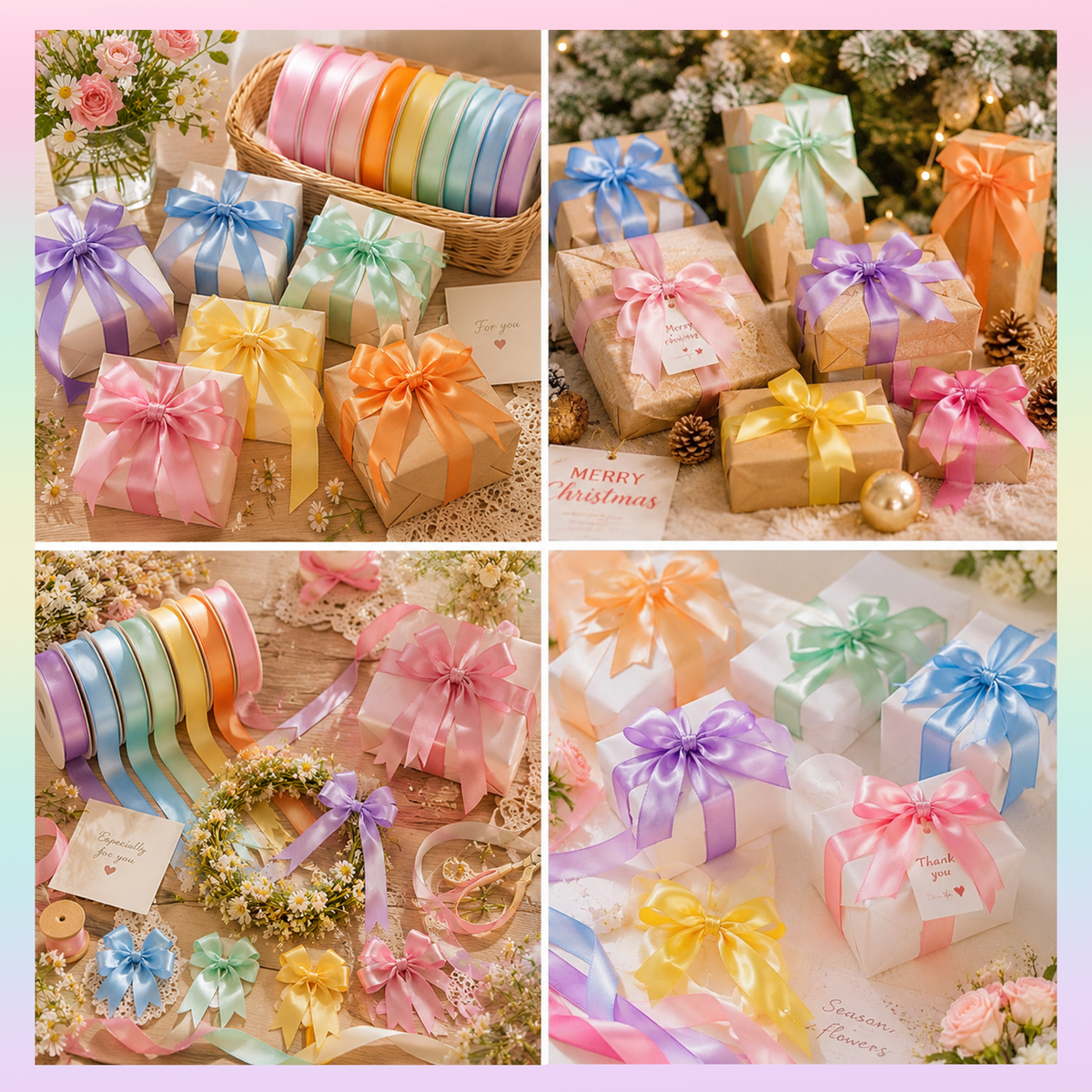 Yarniss Satin Ribbon Roll, 3/8 Inch, Double Faced Polyester, 20 Rolls, 100 Yards, for Crafts & Gift Wrapping