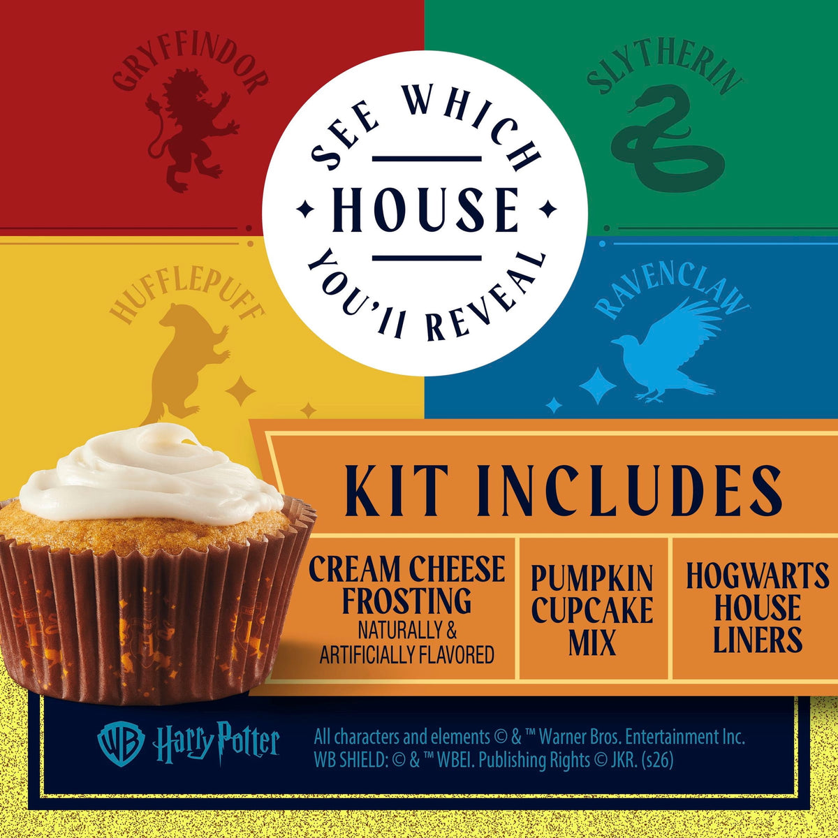 Betty Crocker Harry Potter Hogwarts House Pumpkin Cupcake Kit, 12 Count, 13.6 oz