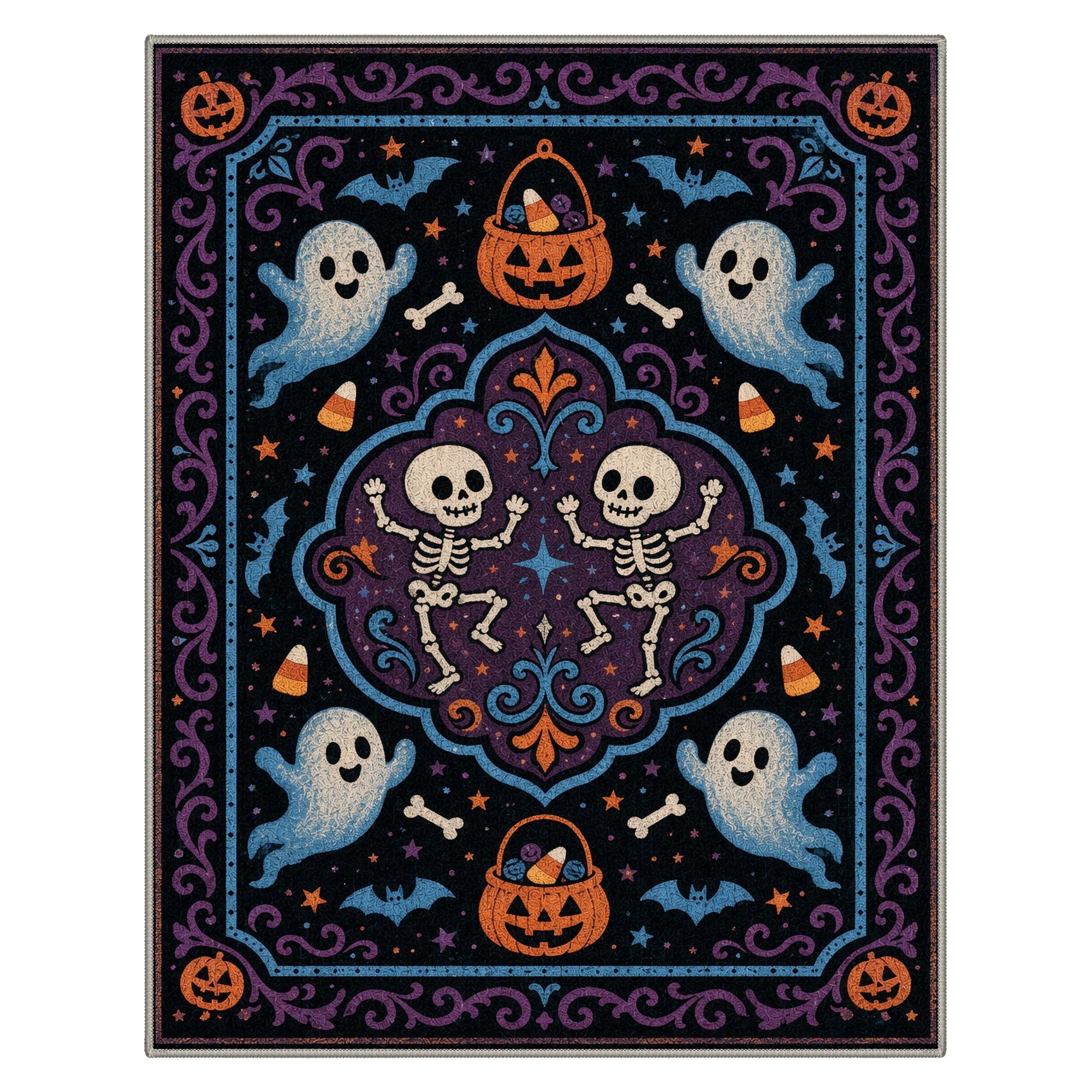 GENIMO 5'x7' Halloween Area Rug for Living Room, Washable Non Slip Soft Vintage Witch Indoor Rug for Bedroom Dining Room Home Office, Retro Sepia