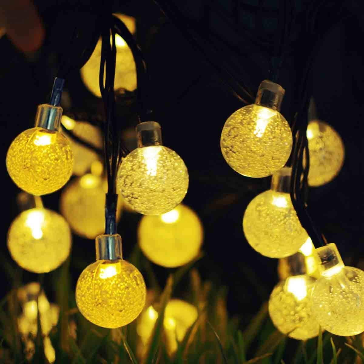 LINLIN Solar Crystal Ball String Lights,Waterproof LED Bubble Globe Solar Fairy Lights 8 Mode Ball String Lights for Bistro Garden Yard Home Party Wedding Christmas Decoration