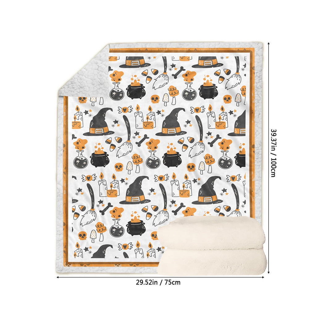 FastXmas Halloween Throw Blanket, 30"x40" Flannel Fleece Pumpkins Maple Checkered Plush Blanket, Soft Lightweight Skin-Friendly Fall Harvest Decorative Throw Blanket for Couch Sofa Bed Outdoor