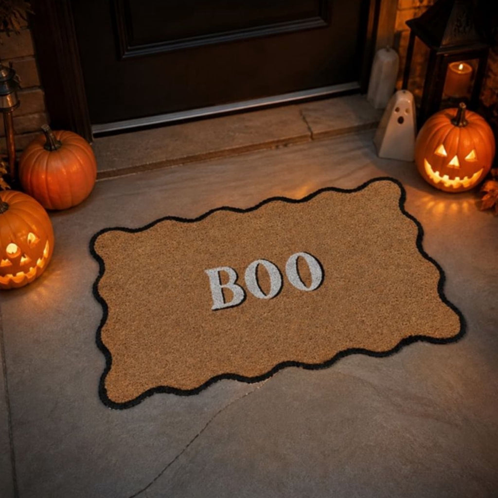 Lypsnake Natural Coco Coir Doormat - "Love Grows Here" Printed with Delicate Floral Pattern, Non-slip Absorbent Entry Mat for Home Entrance Porch Patio and Outdoor Decoration